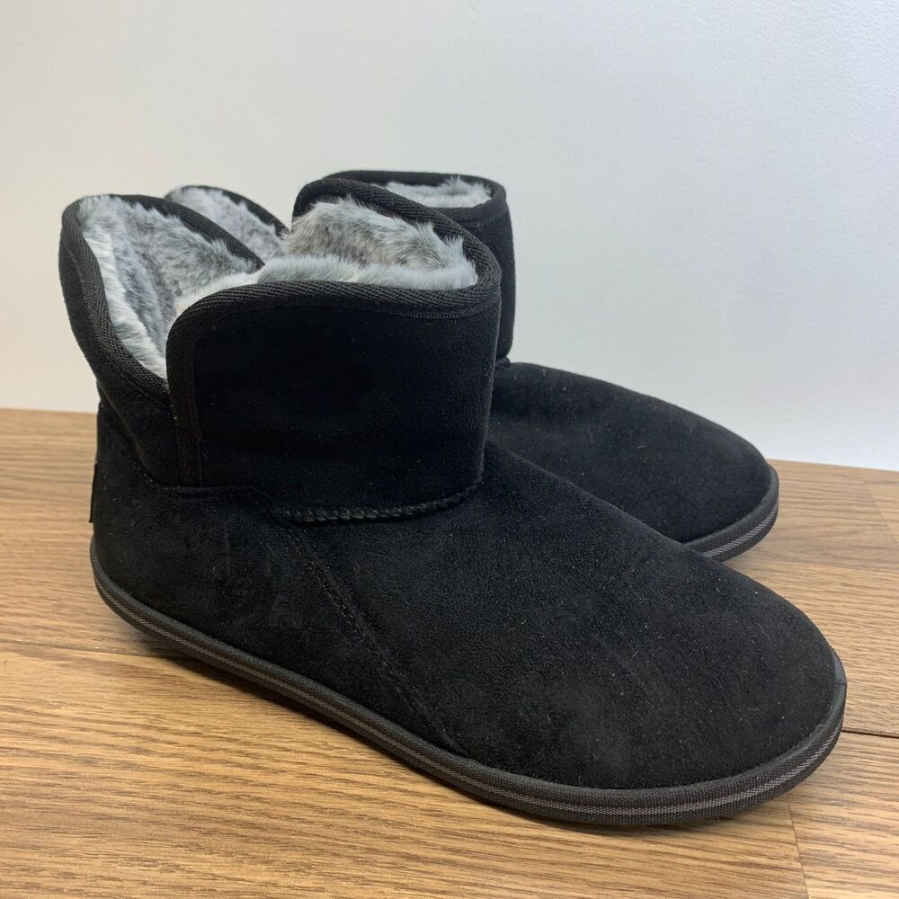 Womens Skechers Cozy Campfire‎ - Fresh Breeze Black Comfy Slippers Size 7.5
